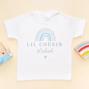 Lil Cousin Blue Boho Rainbow Personalised Toddler & Kids T Shirt
