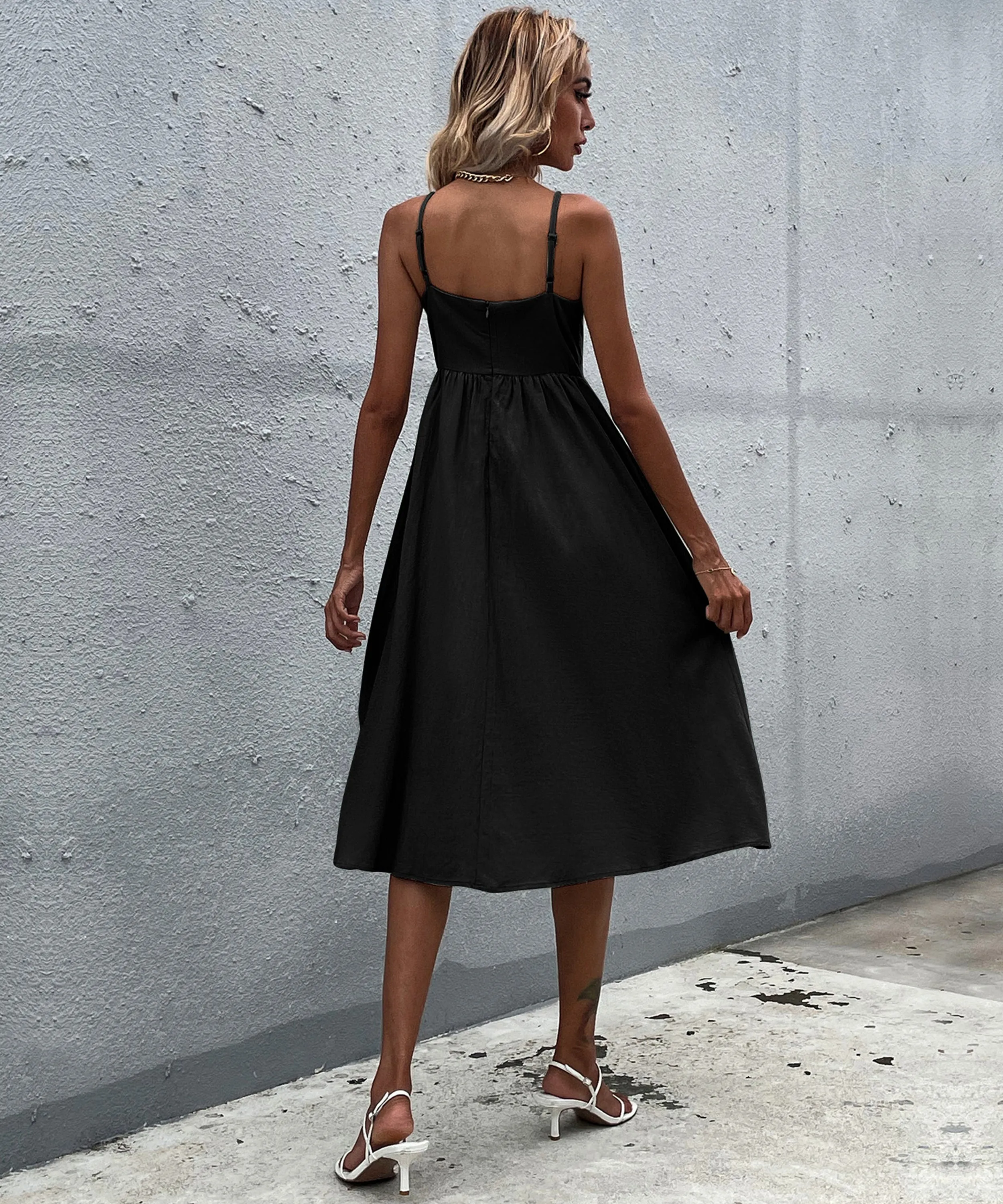 Lindsay Linen Blend Dress - Black