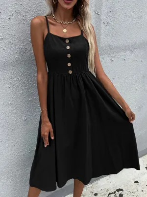 Lindsay Linen Blend Dress - Black
