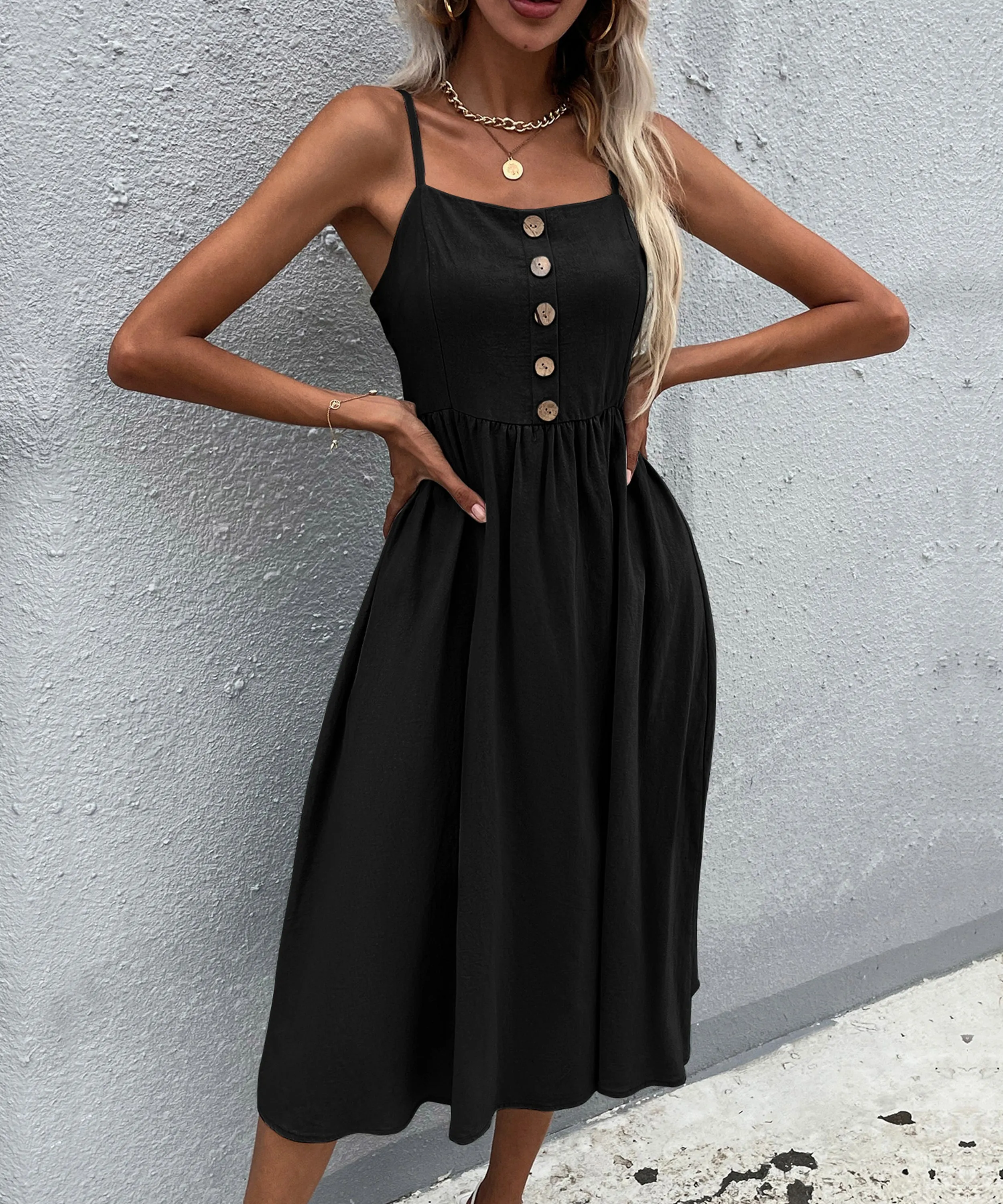 Lindsay Linen Blend Dress - Black