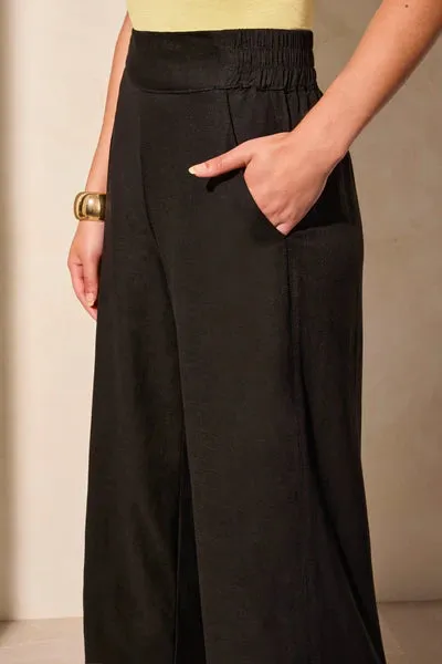 LINEN BLEND ANKLE PANT W/ HEM VENT