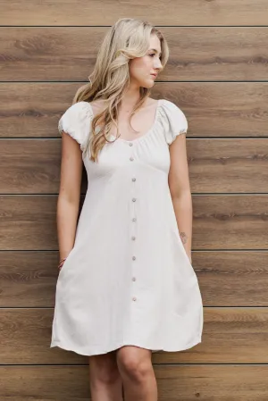 Linen Flare Button Detail Dress for Women in Oatmeal | ND40779B-2TNOATMEAL