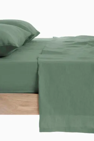 Linen Slumber Solid Sheet Sets-Retro Green