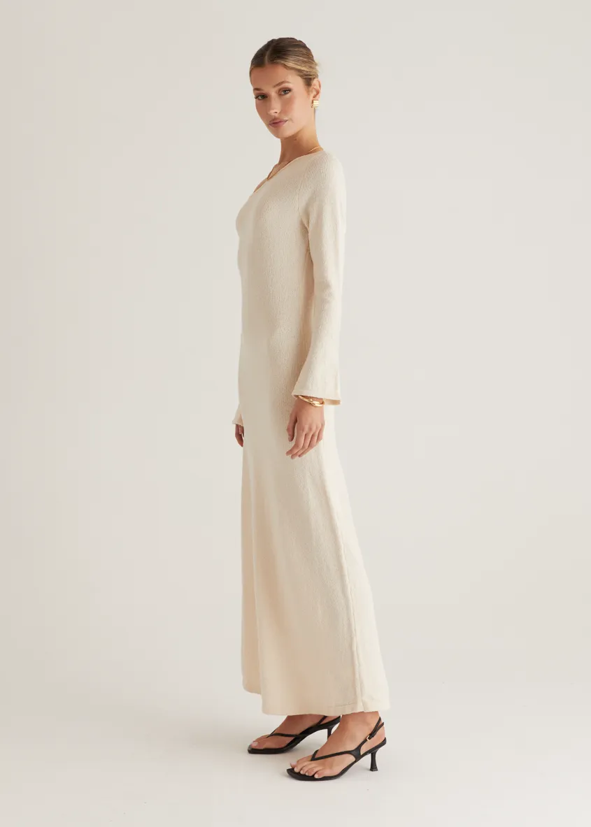 Loco One Shoulder Knit Maxi Dress - Cream