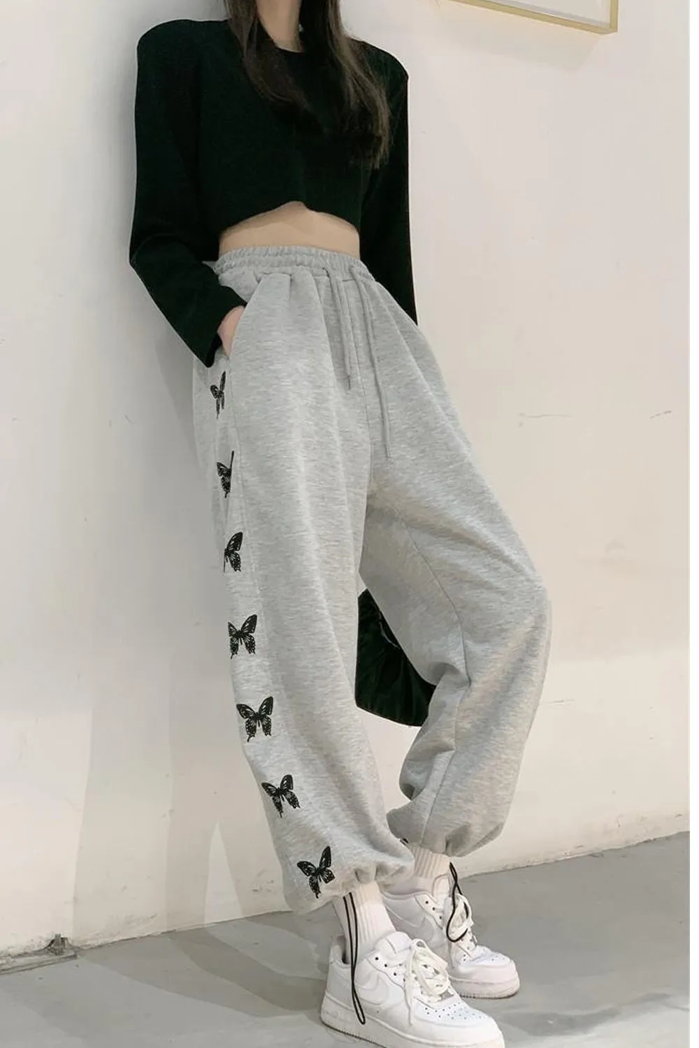 Loose Butterfly Side Printed Hip Hop Sweatpants