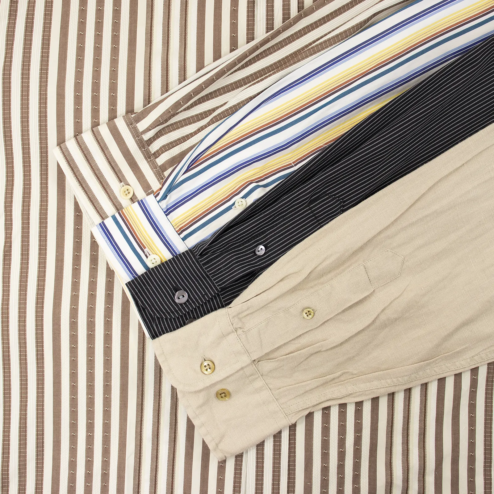 LOT of 5 Faconnable Multi Color Cotton Long Short Sleeve Striped Dress Shirts XL