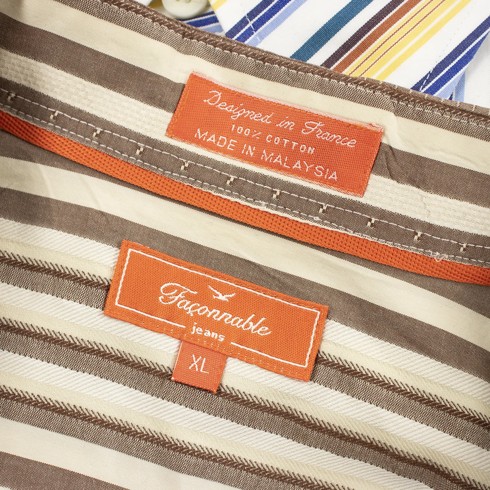 LOT of 5 Faconnable Multi Color Cotton Long Short Sleeve Striped Dress Shirts XL