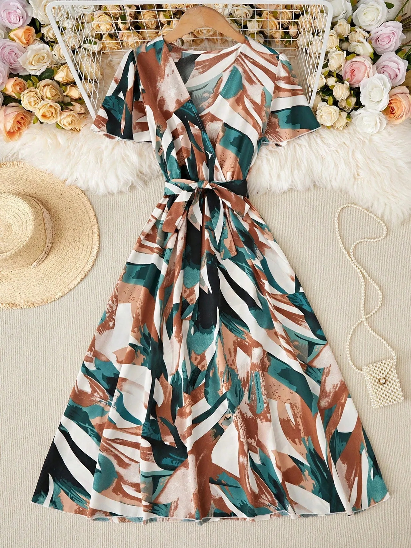LUNE Women Random Printed Long Dress For Summer