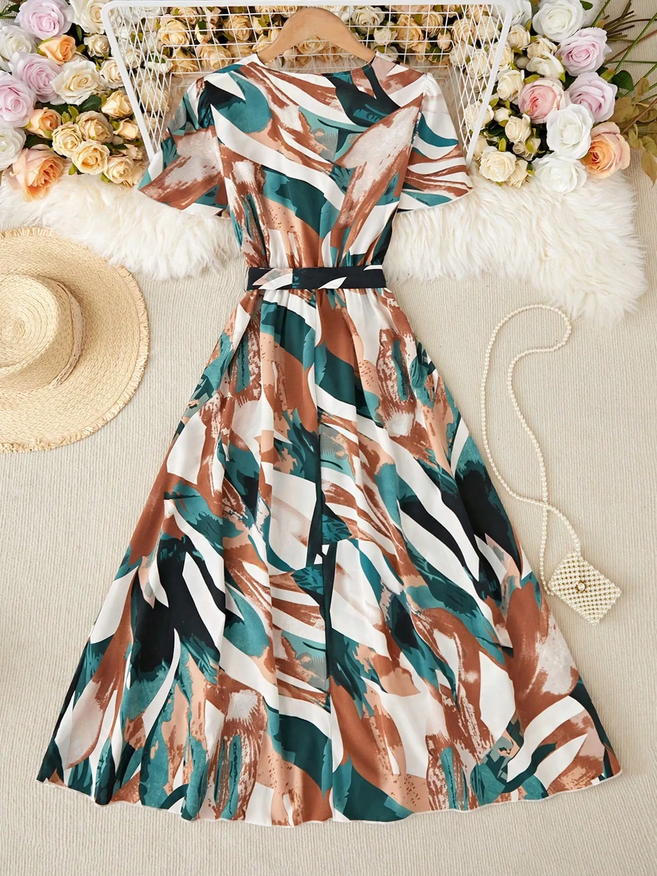 LUNE Women Random Printed Long Dress For Summer