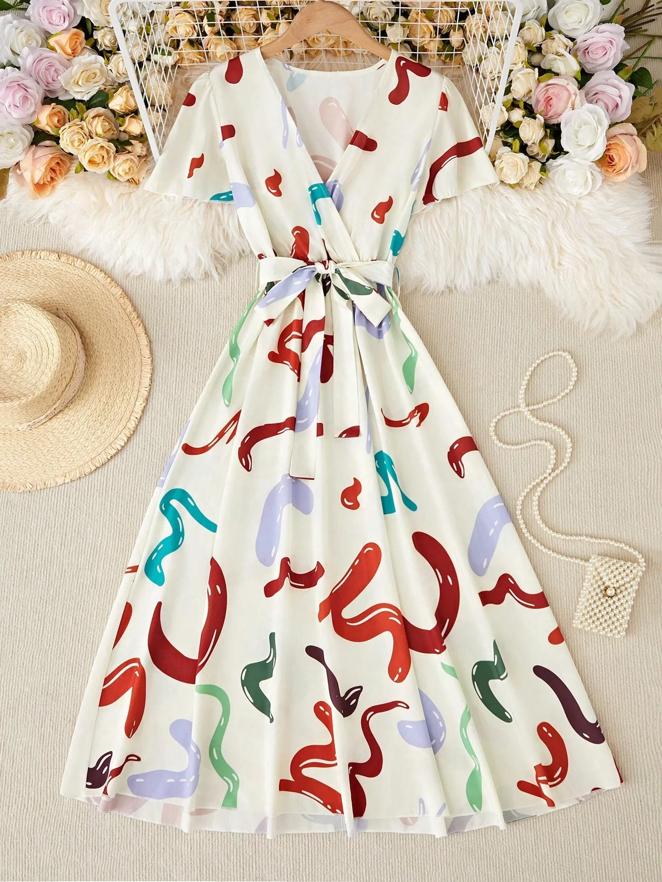 LUNE Women Random Printed Long Dress For Summer