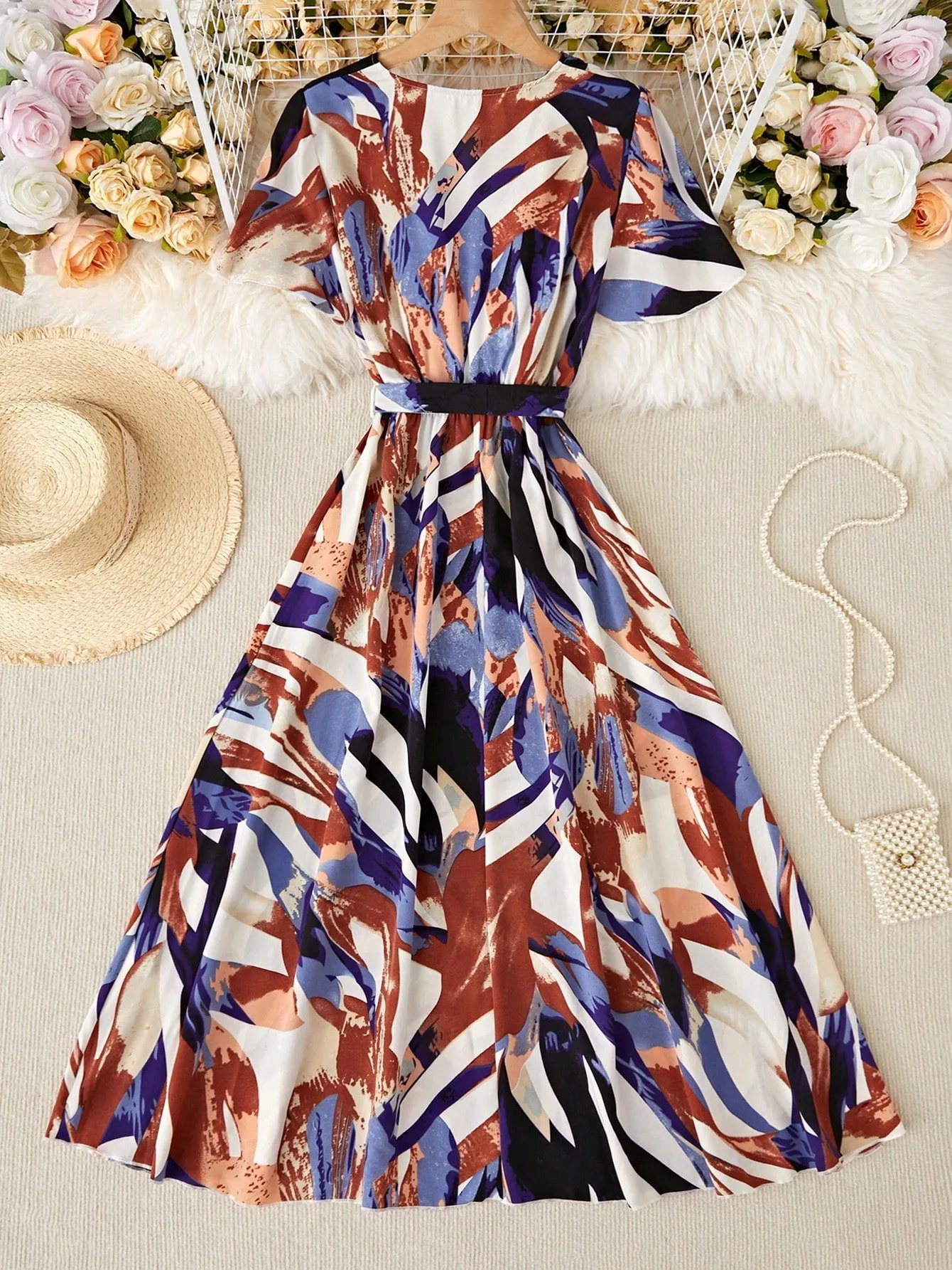 LUNE Women Random Printed Long Dress For Summer