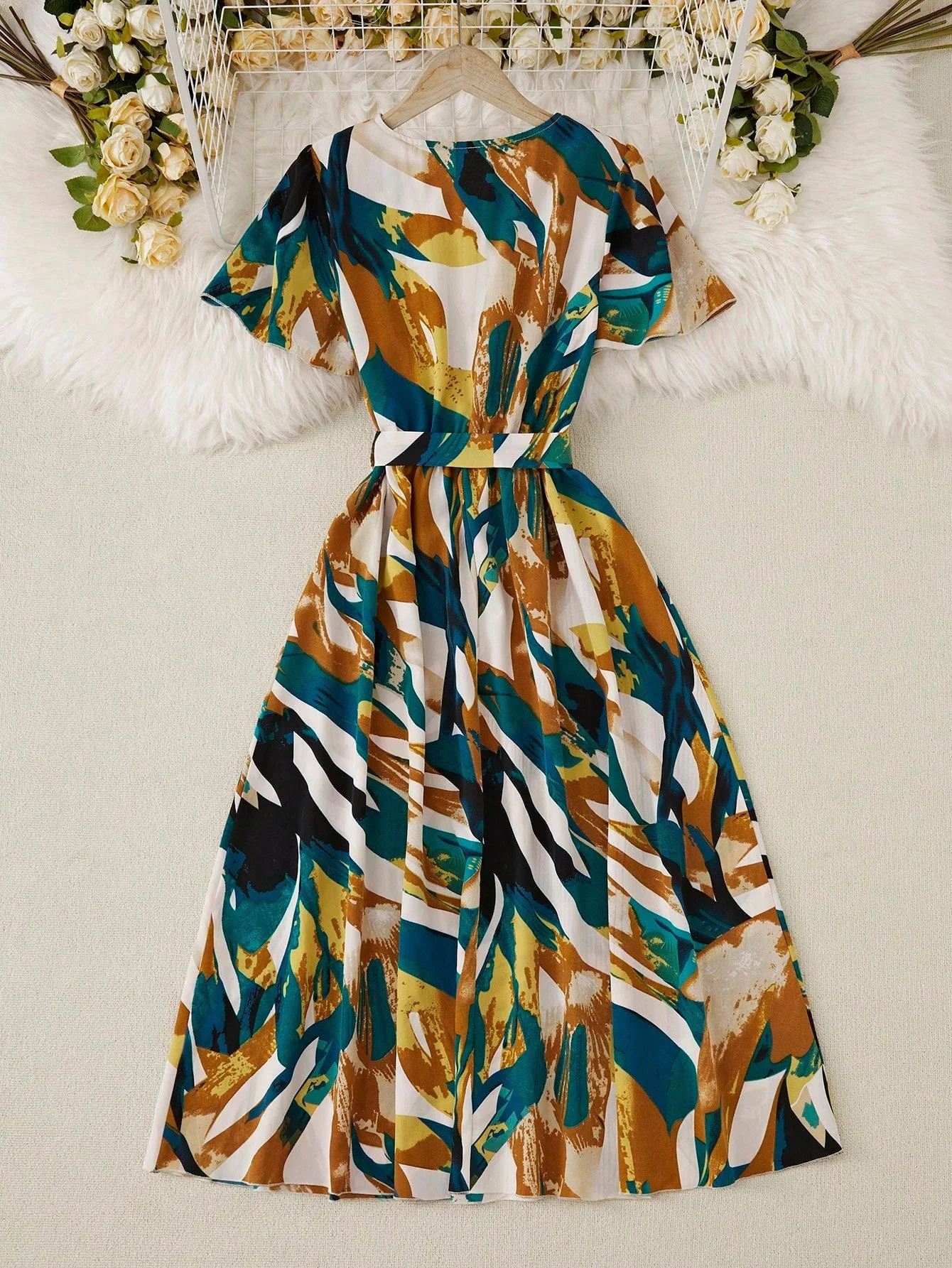 LUNE Women Random Printed Long Dress For Summer