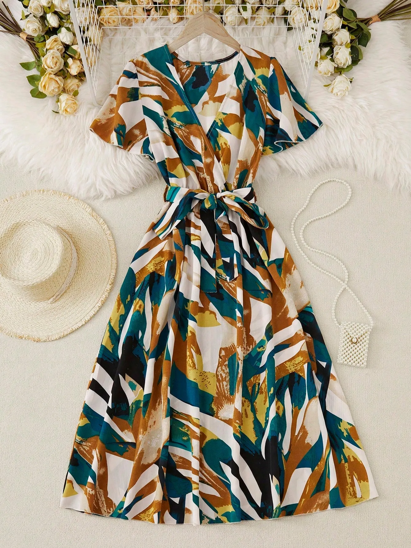 LUNE Women Random Printed Long Dress For Summer