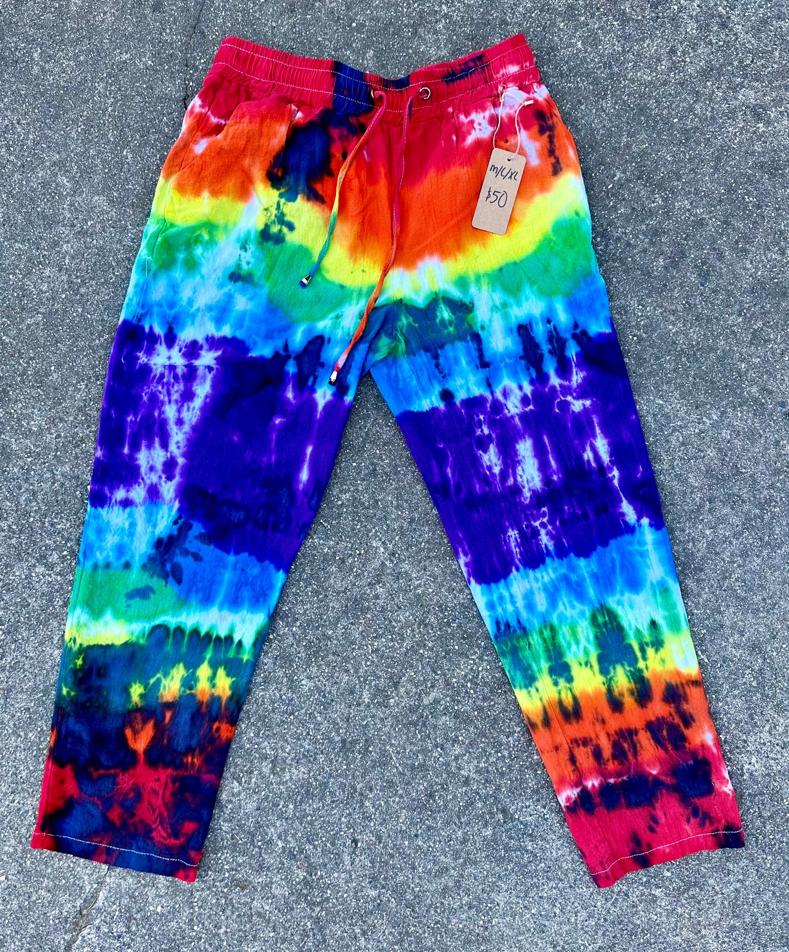 L/XL Linen/Cotton Rainbow Pants 🌈