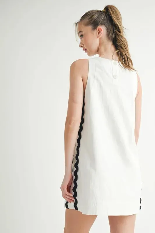 MABLE Linen Mix Side Ric Rac A-Line Mini Dress