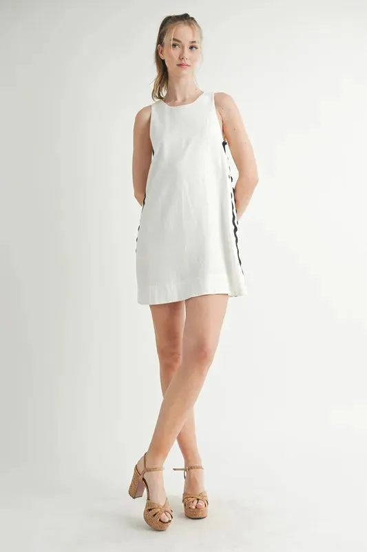 MABLE Linen Mix Side Ric Rac A-Line Mini Dress