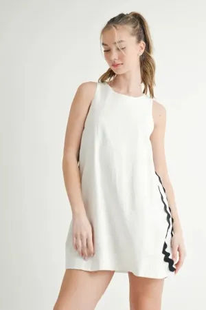 MABLE Linen Mix Side Ric Rac A-Line Mini Dress