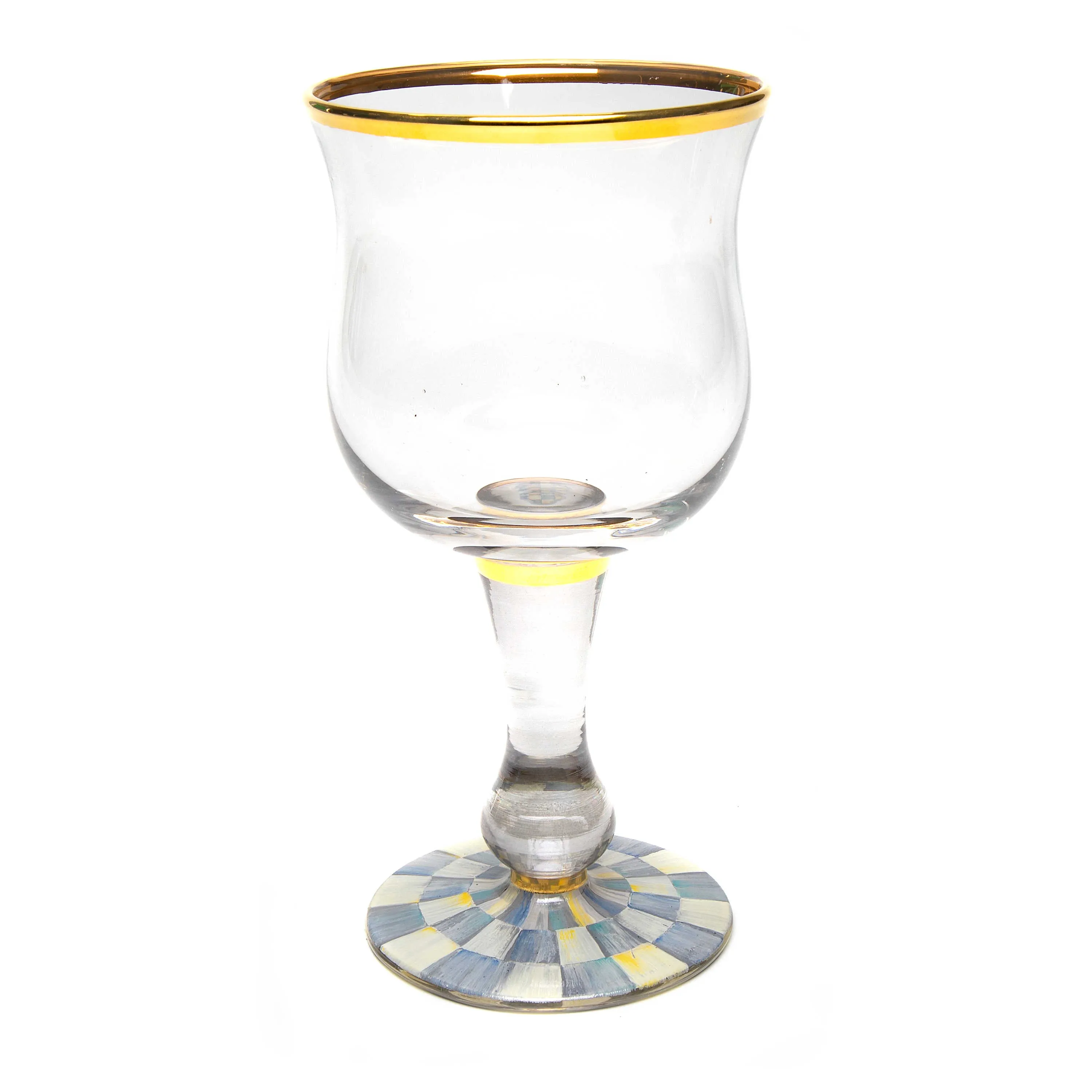 MacKenzie-Childs Sterling Check Wine Glass