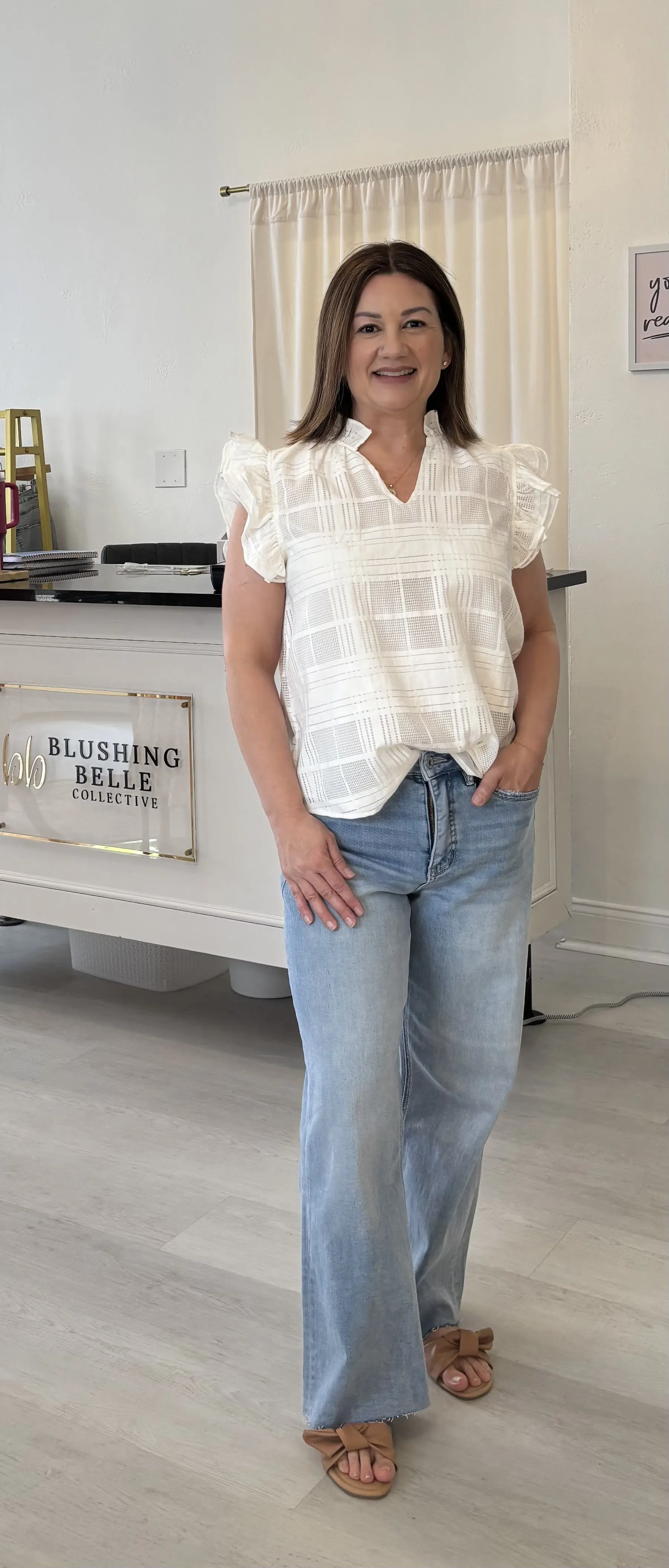 Mica Denim Wide Leg Raw Hem Jeans