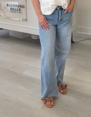 Mica Denim Wide Leg Raw Hem Jeans
