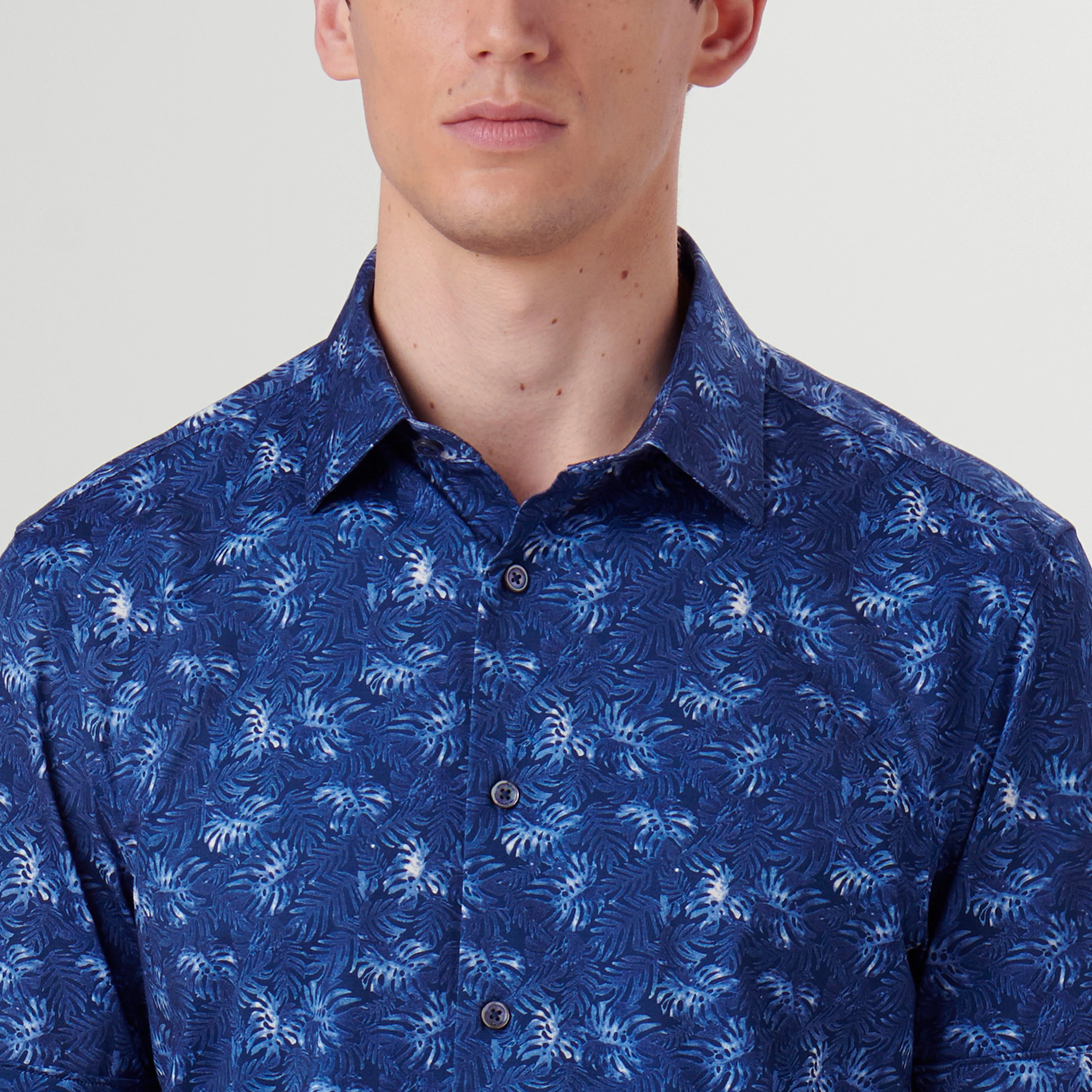Miles Leaf Print OoohCotton Short Sleeve Shirt