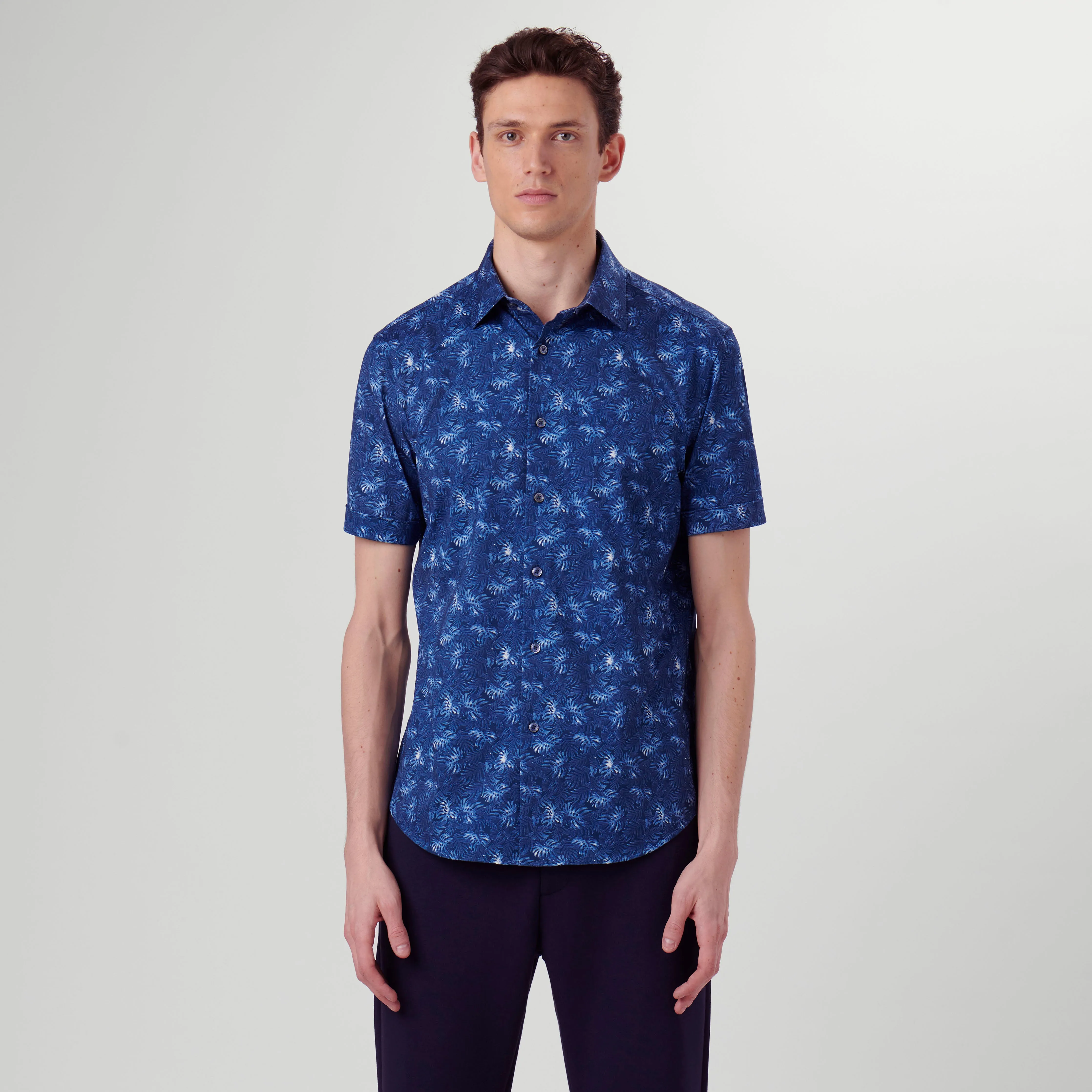 Miles Leaf Print OoohCotton Short Sleeve Shirt