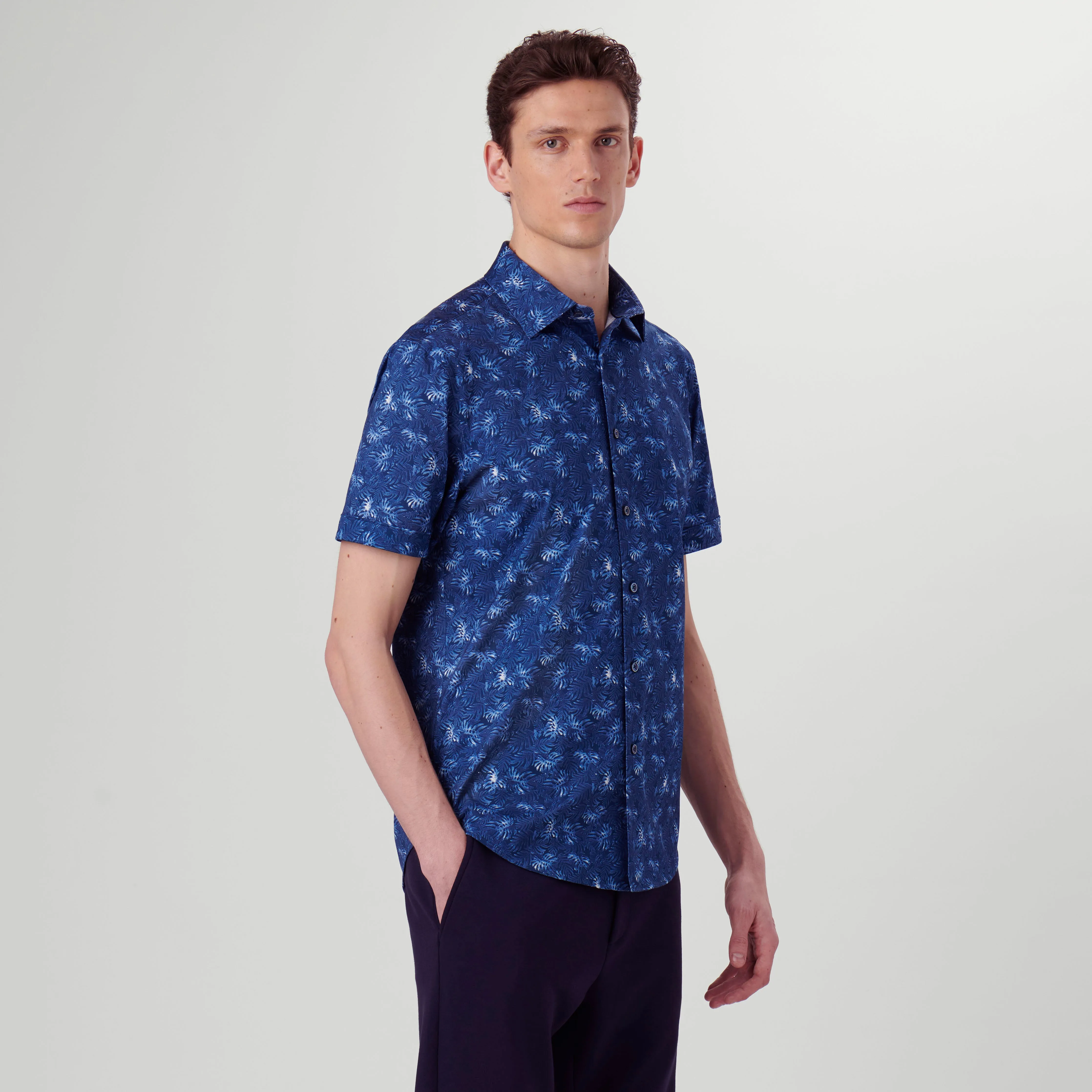 Miles Leaf Print OoohCotton Short Sleeve Shirt