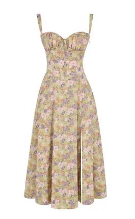 Mirea - Medium floral strapless dress
