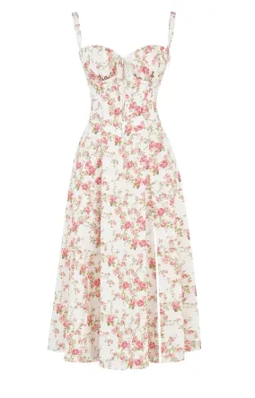 Mirea - Medium floral strapless dress