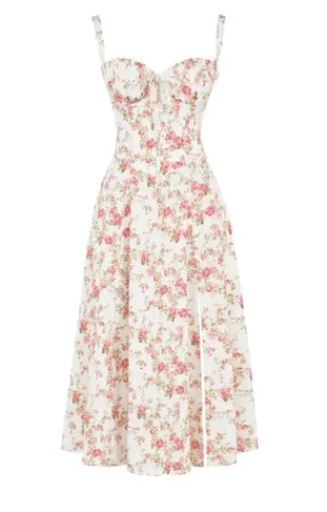 Mirea - Medium floral strapless dress
