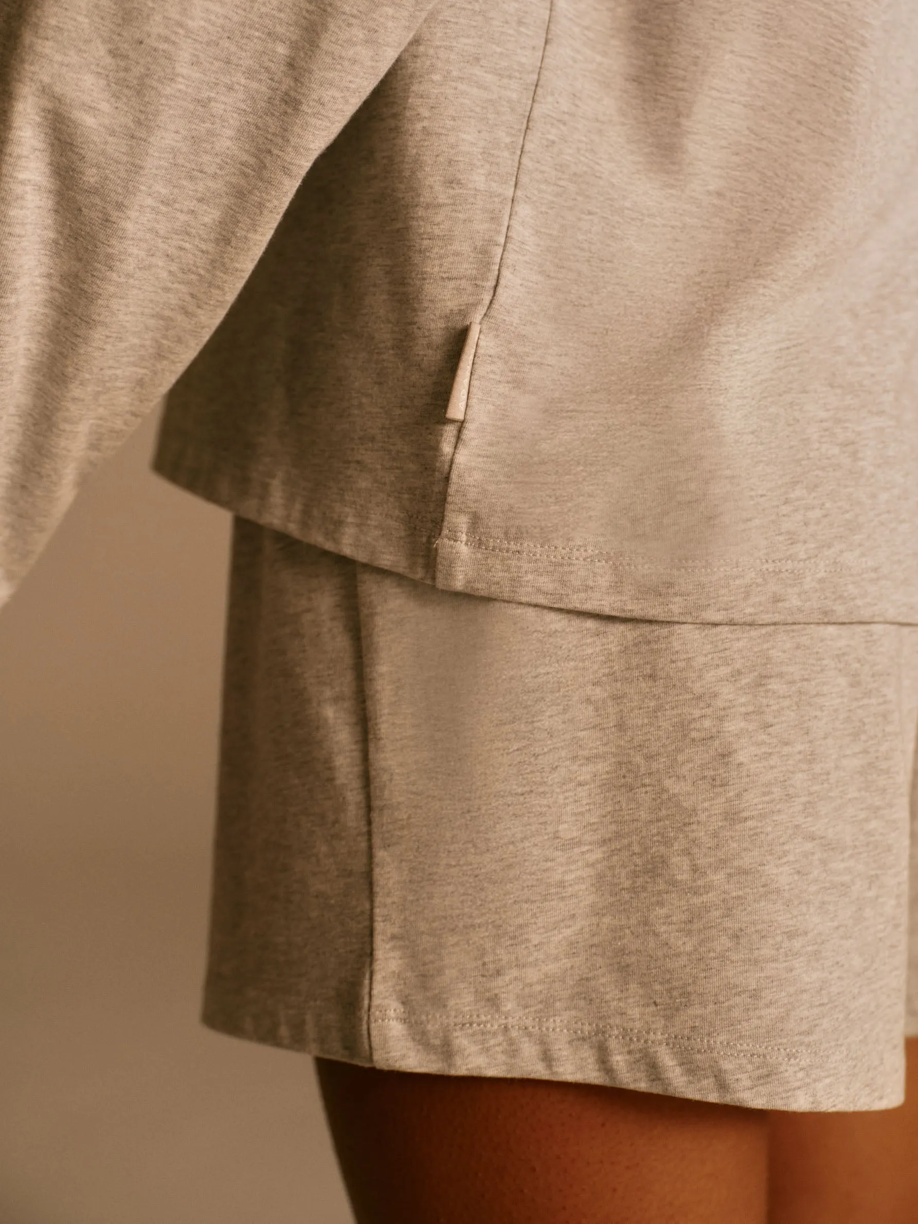 Modal Long Sleeve T-shirt - Light Grey Melange