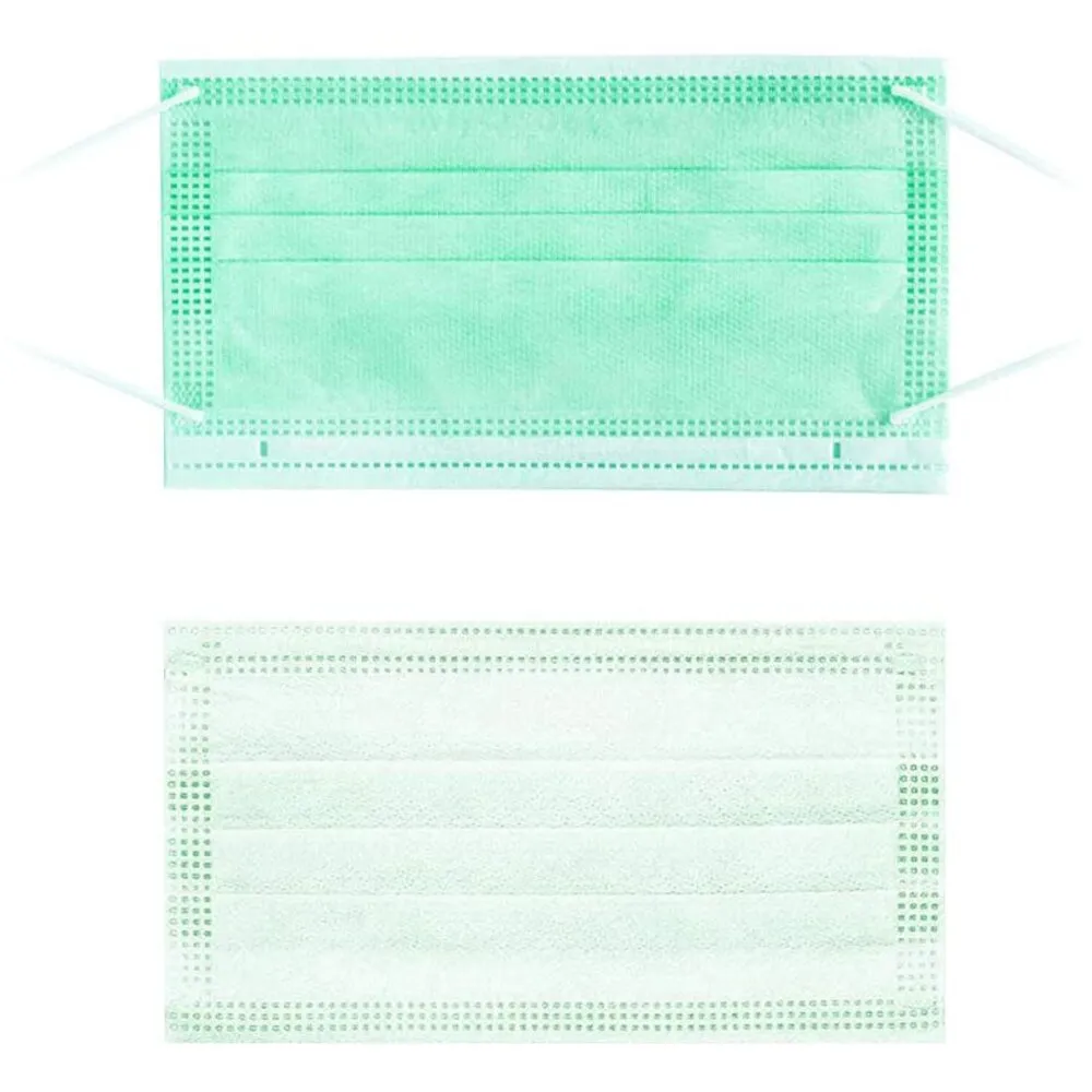 Multicolored Disposable 3-Ply Earloop Face Masks with Nose Clip / 5 Colors - (10) Pink   (10) Purple   (10) Yellow   (10) Cyan   (10) Chartreuse / Pack of 50