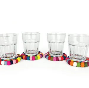 Multicolored Felt Ball Coasters | Set of 4