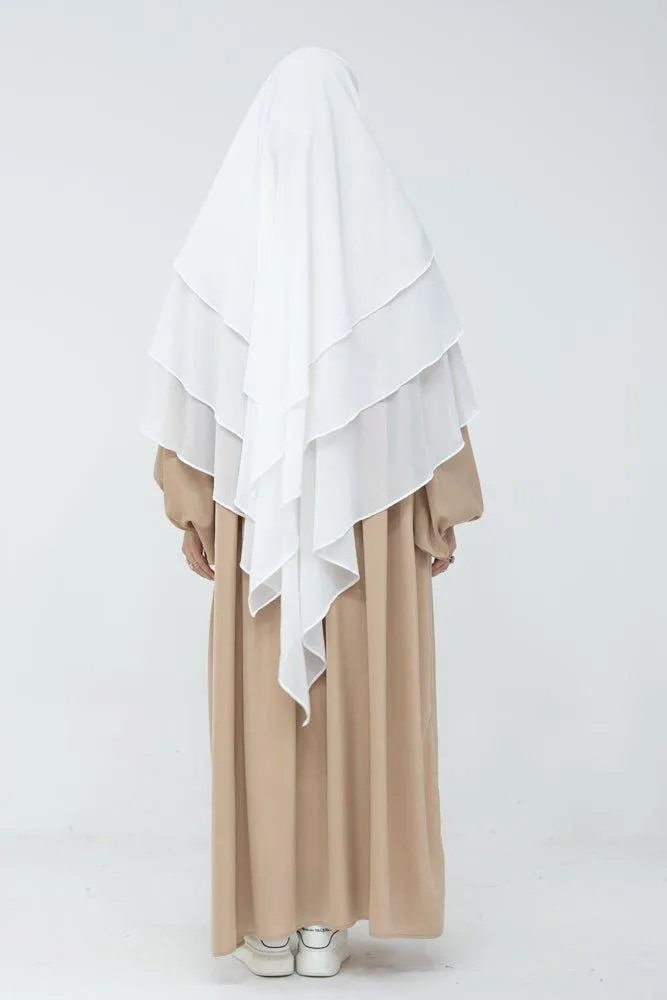 Munawara White three layer chiffon khimar hijab niqab