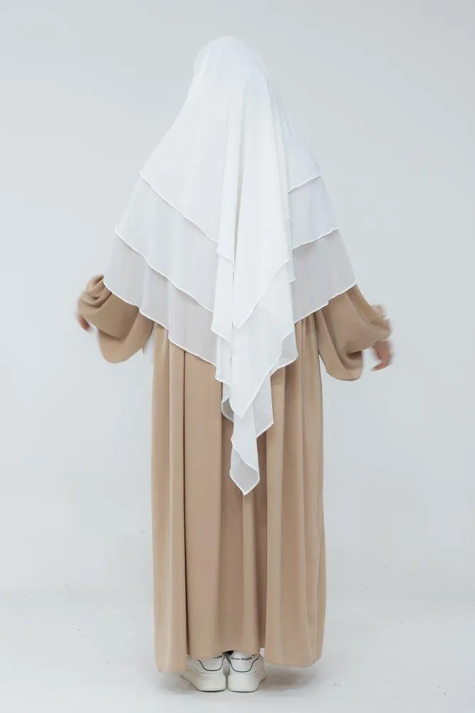 Munawara White three layer chiffon khimar hijab niqab