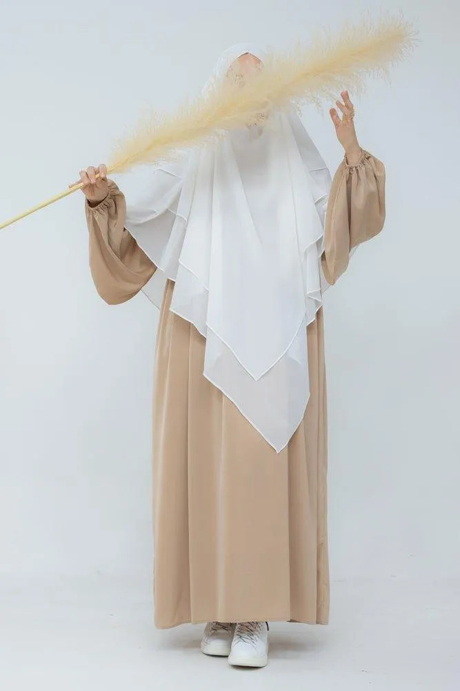Munawara White three layer chiffon khimar hijab niqab