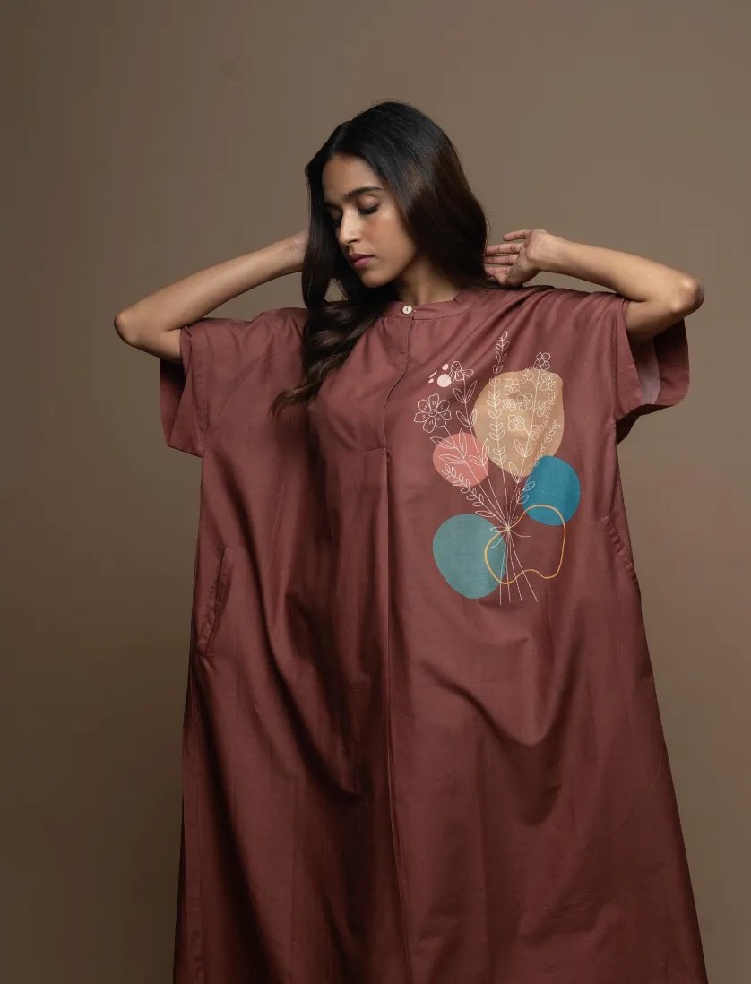 Muted Marsala Floral Whispers Shirt Dress