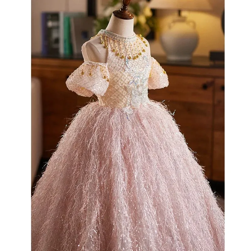 New beauty pageant girl dresses/elegant wedding flower girl dresses, girls birthday party girl dresses