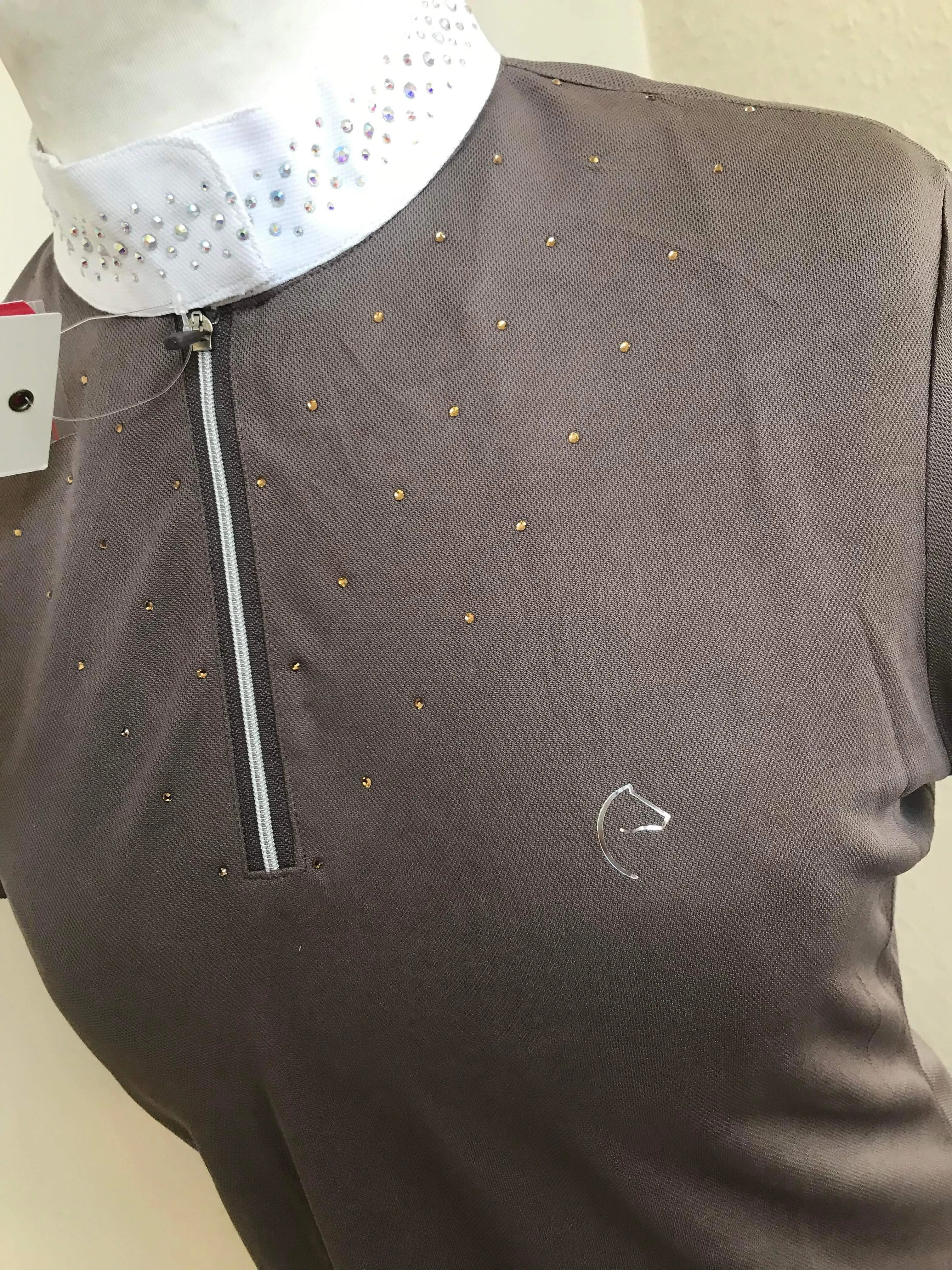 New mocha full bling collar shirts FREE POSTAGE*