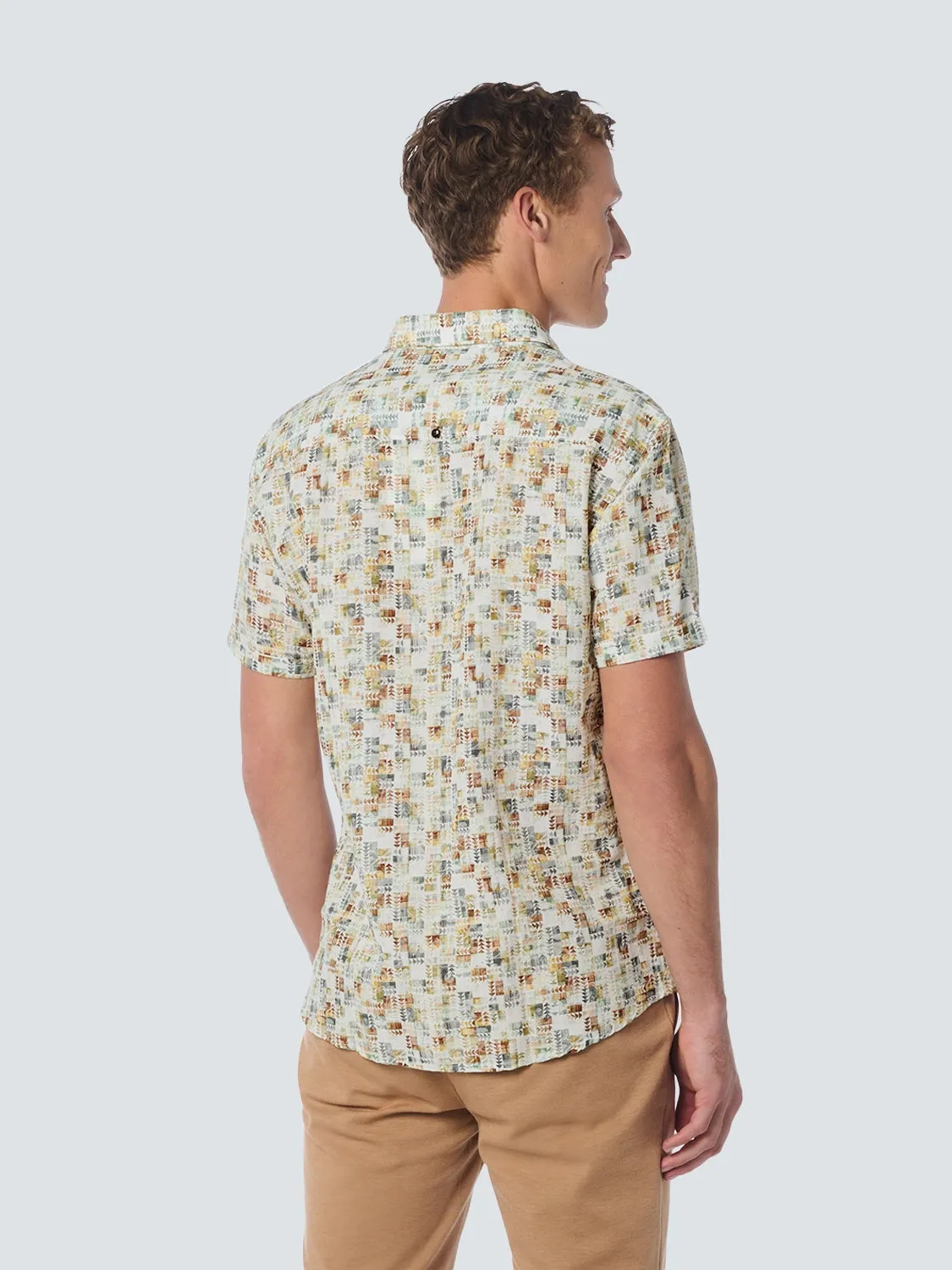 NO EXCESS ALL OVER PRINT LINEN BLEND S/S SHIRT 23440305