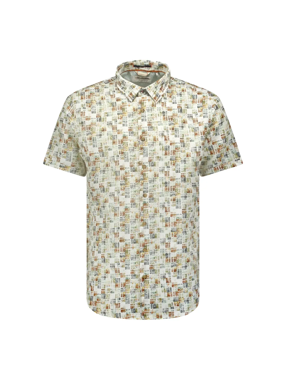 NO EXCESS ALL OVER PRINT LINEN BLEND S/S SHIRT 23440305