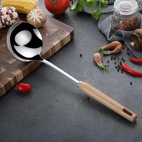 Nonstick Stainless Steel Kitchen Utensil Set with Timber wood handle