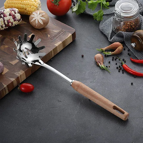Nonstick Stainless Steel Kitchen Utensil Set with Timber wood handle