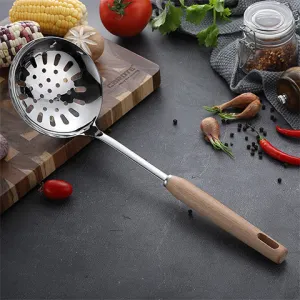 Nonstick Stainless Steel Kitchen Utensil Set with Timber wood handle