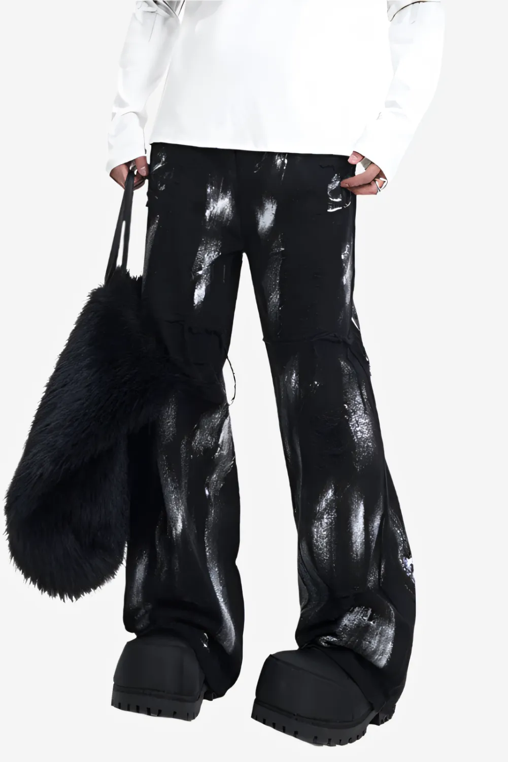 Obsidian Graffiti Wide-Leg Jeans