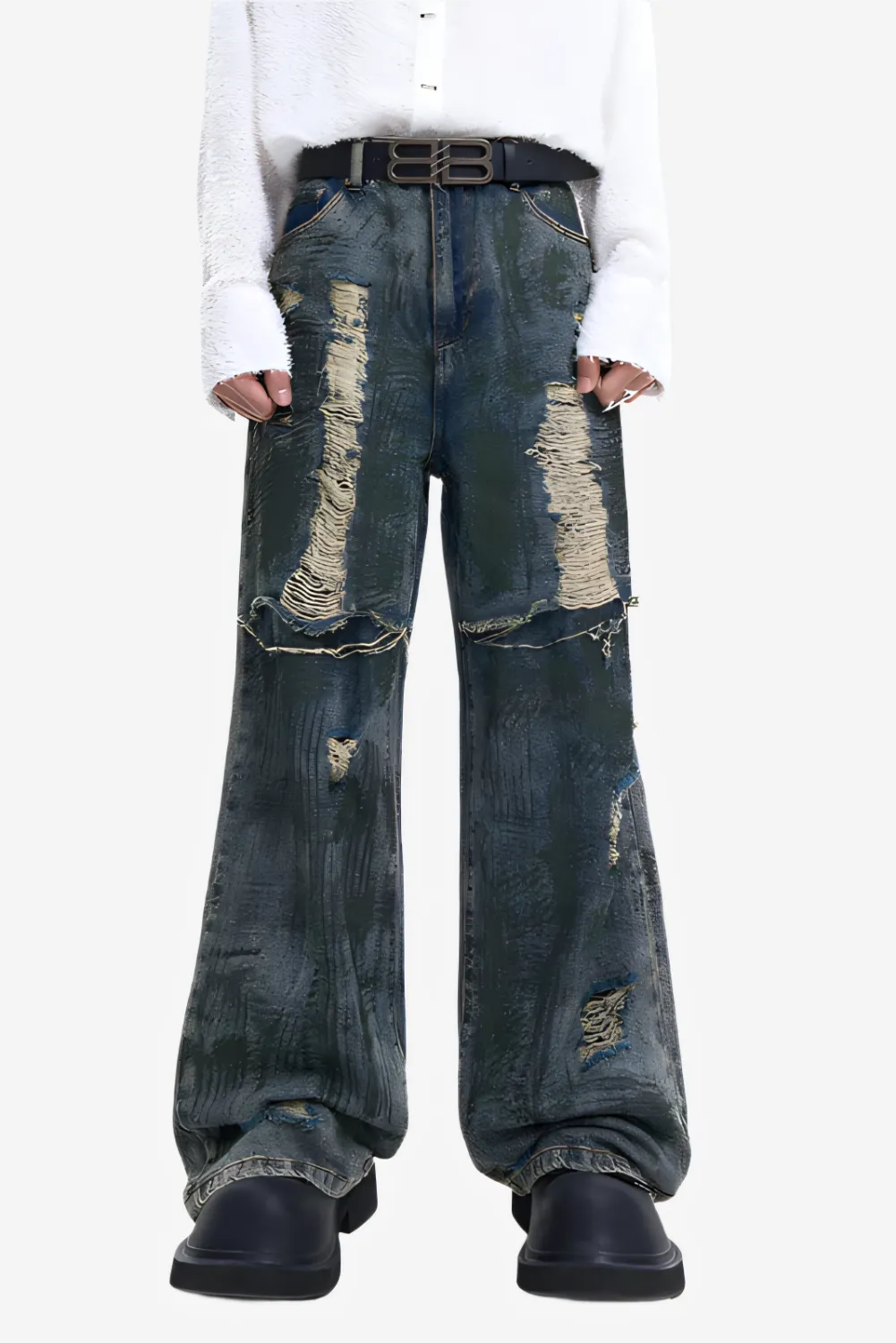 Obsidian Graffiti Wide-Leg Jeans