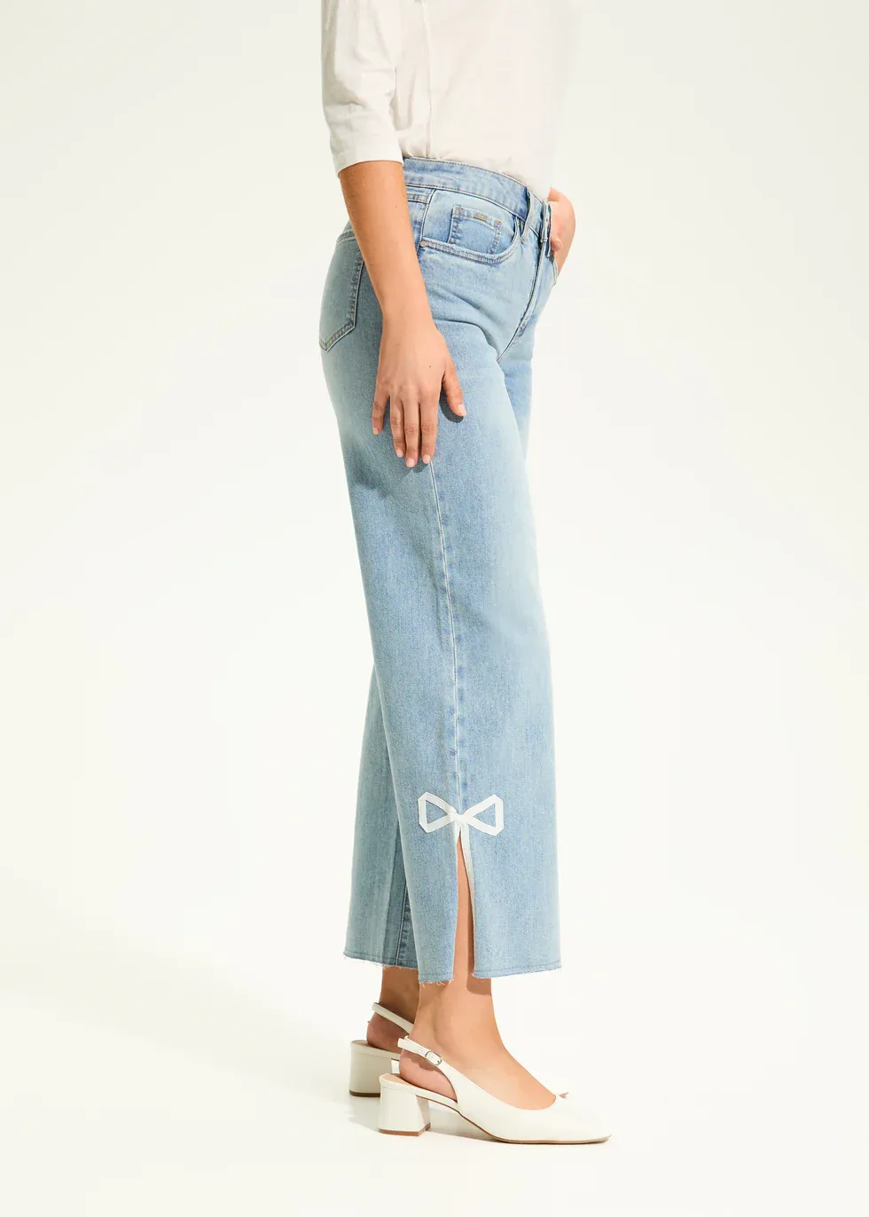 Olivia Wide Ankle Denim, Light Blue
