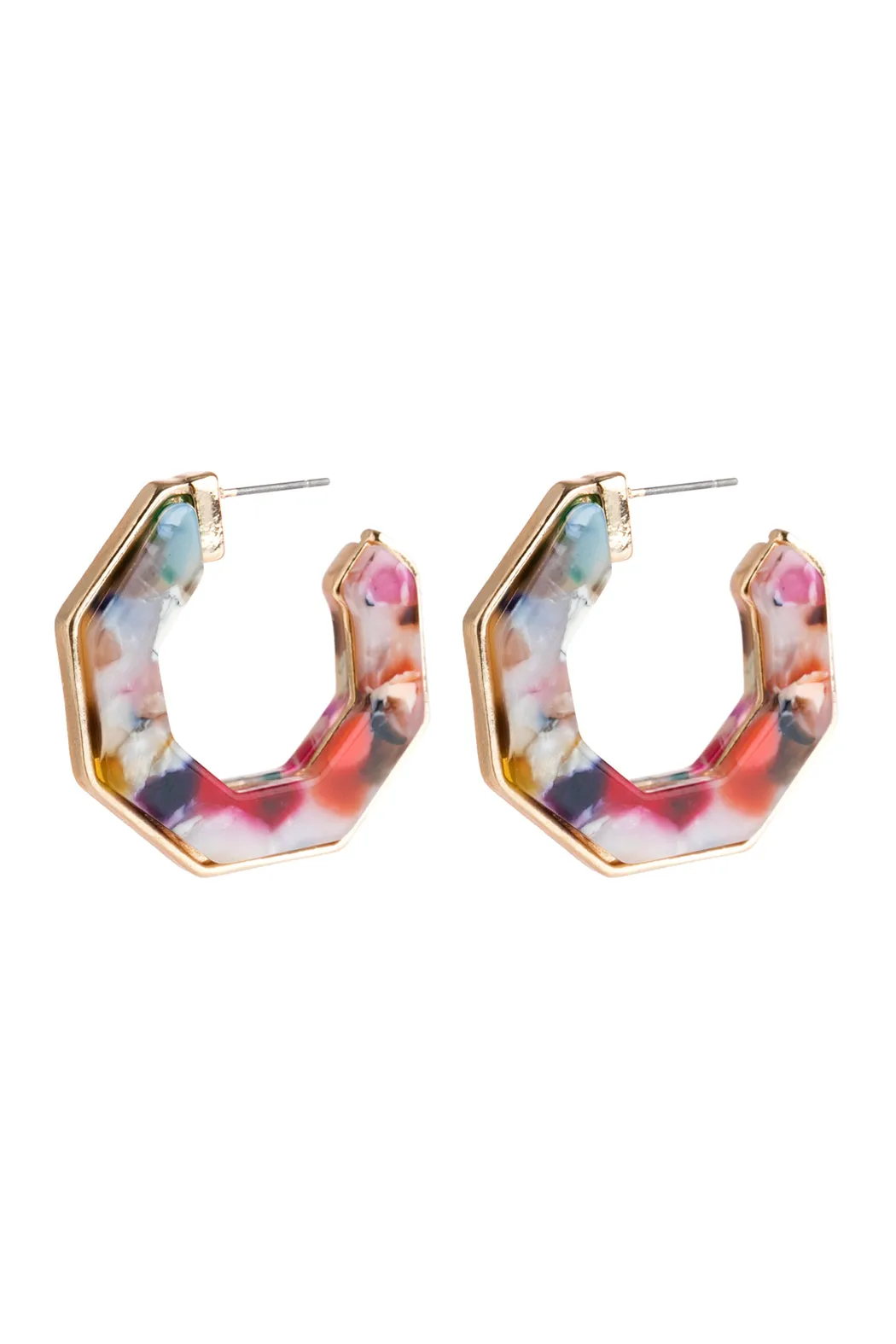OPEN POLYGON FACETED ACETATE EARRINGS