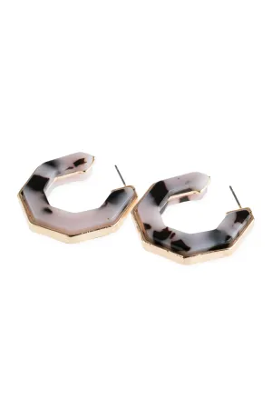 OPEN POLYGON FACETED ACETATE EARRINGS