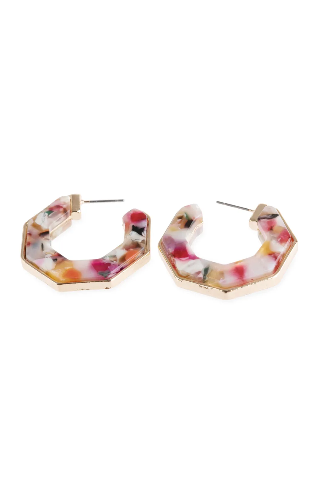 OPEN POLYGON FACETED ACETATE EARRINGS